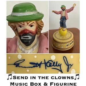 🤡Vintage Emmett Kelly Jr. Collection Music Box Flambro Balancing Clown Figurine